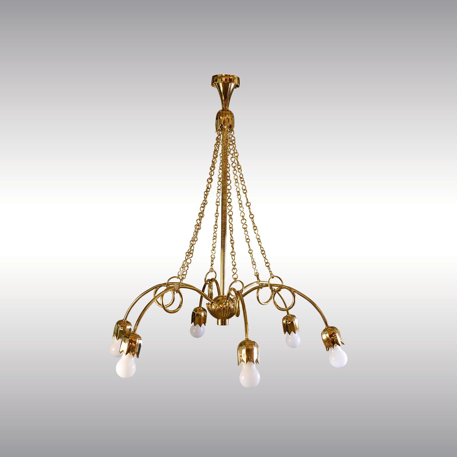 WOKA LAMPS VIENNA - OrderNr.: 21516|Brass Chandelier - Design: Josef Hoffmann