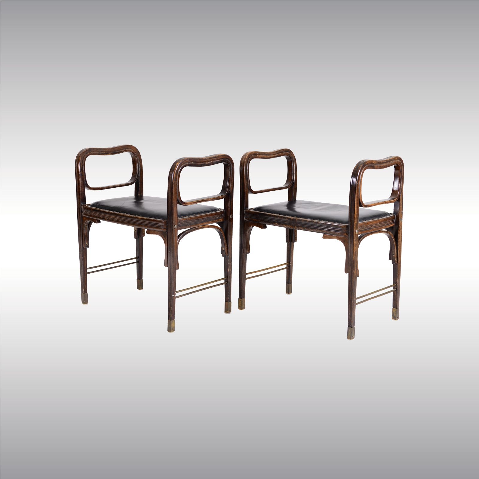 60042 - Pair of Otto Wagner stools - Chausseusen WOKA LAMPS VIENNA - OrderNr.: 60042|Pair of Otto Wagner stools - Chausseusen - Design: Otto Wagner