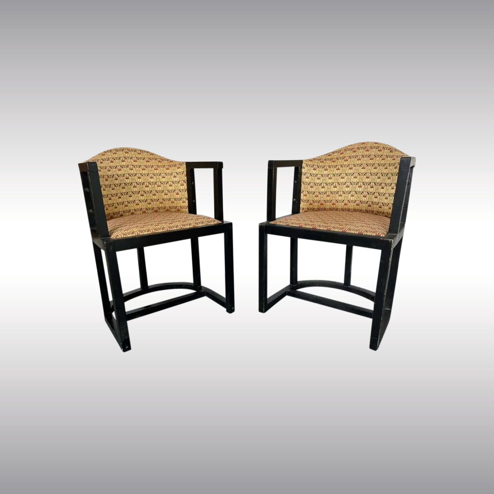 WOKA LAMPS VIENNA - OrderNr.:  55019|Pair of Sezessionistist Chairs, Design Wilhelm Schmidt for Friedrich Otto Schmidt, Wien, 1908