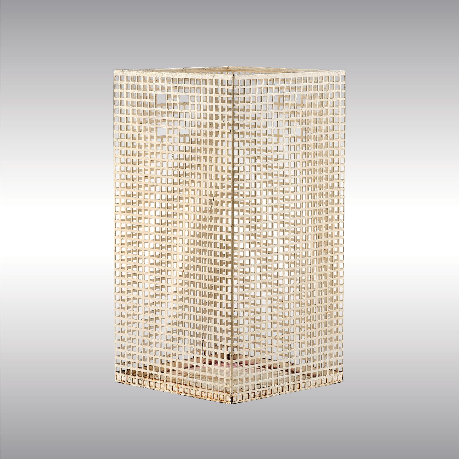 WOKA LAMPS VIENNA - OrderNr.:  80132|A wastepaper basket with punched lattice pattern, in the style of the Wiener Werkstätte