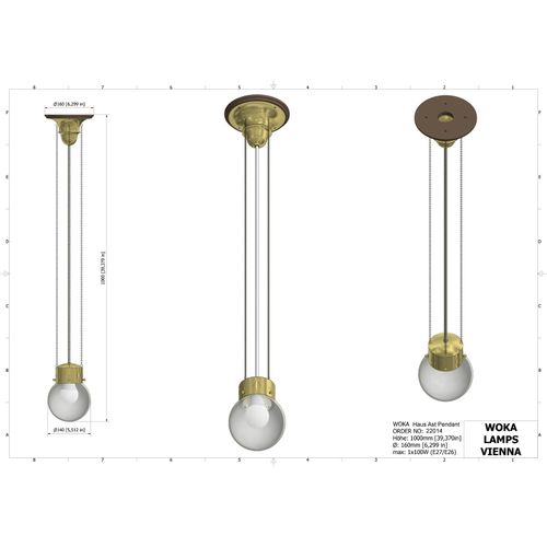 WOKA LAMPS VIENNA - OrderNr.: 22014|Haus Ast Pendant Hoffmann  WW 1909 - Design: Josef Hoffmann - Foto 2