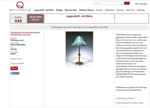 WOKA LAMPS VIENNA - OrderNr.: 22018|Haus Berl Freudenthalt 1920 - Design: Josef Hoffmann - Foto 3