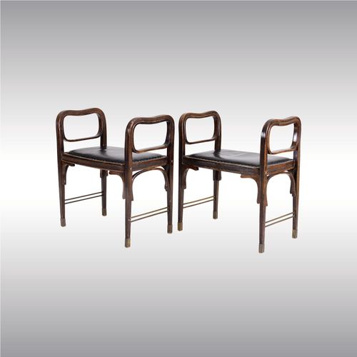 WOKA LAMPS VIENNA - OrderNr.:  60042|Pair of Otto Wagner stools - Chausseusen