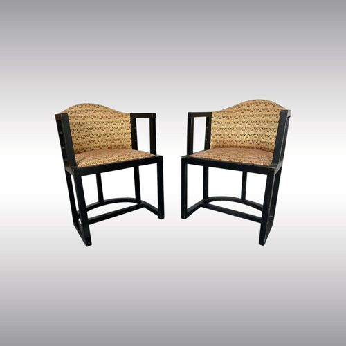 WOKA LAMPS VIENNA - OrderNr.:  55019|Pair of Sezessionistist Chairs, Design Wilhelm Schmidt for Friedrich Otto Schmidt, Wien, 1908