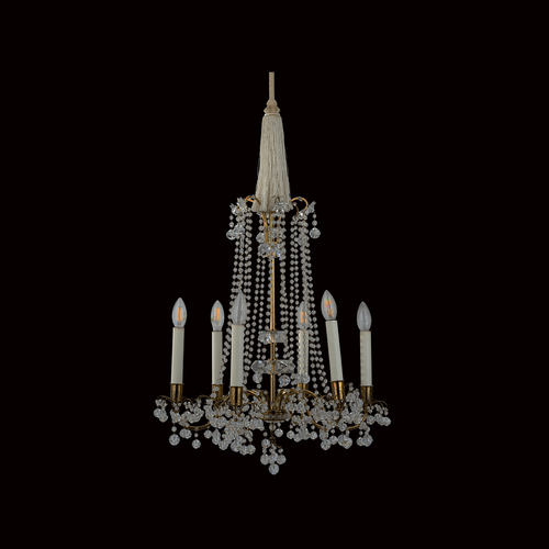 WOKA LAMPS VIENNA - OrderNr.: 80142|Sechsflammiger Luster mit geschliffenen Glasbehängen, um 1900 - Design: Austrian Mastercraft - Foto 0